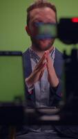 A Professional Presenter on Camera in a Studio Setting, Engaging with the Audience Effectively video