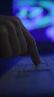An Intimate CloseUp of a Finger Delicately Hovering Above a Keyboard in a Digital Environment video