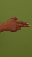 A hand gesture set against a green background, emphasizing communication and expression video