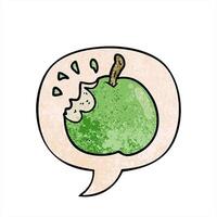 simple cartoon fresh bitten apple with speech bubble in retro texture style video