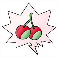 simple cartoon cherries with speech bubble in smooth gradient style video