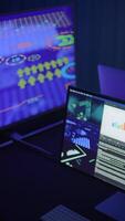 A Futuristic Gaming Setup Featuring Multiple Screens and EyeCatching Colorful Displays video