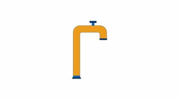 Tap with water droplet 2D object animation. Dripping faucet waterdrop falling from spout cartoon 4K , alpha channel. Water usage. Household plumbing animated flat item on white background video