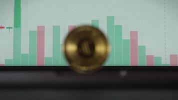 Cryptocurrency Coin on Monitor Display An Insightful Digital Finance Concept Illustration video