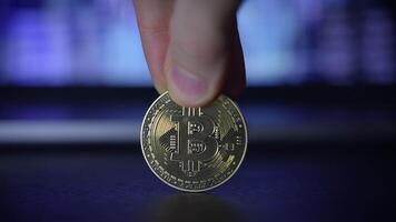 Cryptocurrency Coin Superimposed Against a Dynamic Digital Background Visual Representation video