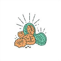 illustration of a traditional tattoo style walnuts with shell creative drawing video