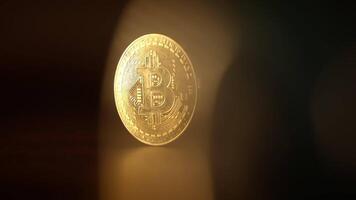 A Softly Focused Illuminated Bitcoin Coin Glowing in the Digital Currency Landscape video