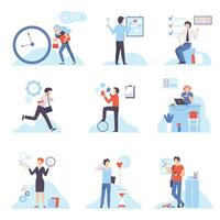 Businesspeople Planning Their Working Time Set, Organization and Control of Working Time, Efficient Time Management Business Concept Flat Illustration vector