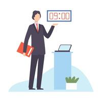 Businessman Planning and Controlling His Working Time, Efficient Time Management Business Concept Flat Illustration vector