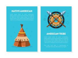 Native American Card Templates with Ethnic Symbols and Space for Text Illustration vector