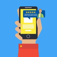 Feedback Customer Review Page on Smartphone, Rating and Customer Review Feedback Concept Illustration vector