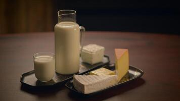 Fresh and Delicious Dairy Products Arranged Beautifully on the Table for Enjoyment video
