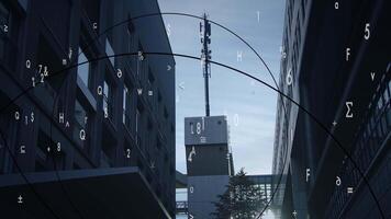 An Urban Landscape Comprising Data Visualizations Alongside Various Technology Elements video