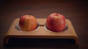 A Display of Fresh, Bright Red Apples on a Wooden Stand That Captivates the Eye and Palate video