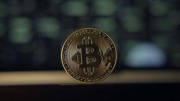 Bitcoin Cryptocurrency Coin Presented on a Futuristic Digital Background Environment video