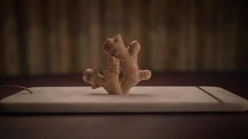 An Artistic and Unique Display of Fresh Ginger Root Beautifully Arranged on a Slate Board video