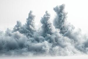 Dense billowing smoke cloud plumes in misty ambient atmosphere photo