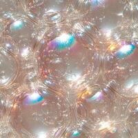 Iridescent soap bubbles with vivid reflections and playful light effects photo