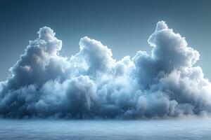 Fluffy cumulus clouds under clear blue sky creating a majestic landscape photo