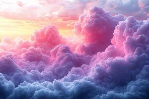 Colorful clouds forming a majestic sky with pink and purple tones photo