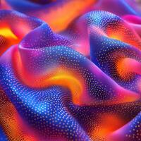 Colorful abstract fabric with dotted patterns and vibrant waves photo