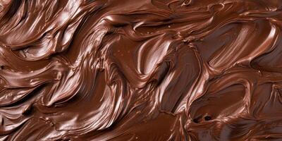 Luxurious swirls of melted milk chocolate creating rich texture background photo