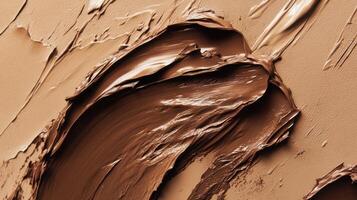 Close-up of brown cream texture on surface for cosmetology and art concepts photo