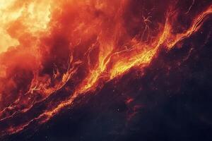 Fiery abstract art with dynamic patterns and vibrant red and orange hues photo