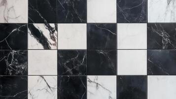 Black and white marble tiles in checkered pattern illustration design concept photo