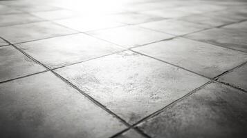 Abstract view of cement tiles on an urban concrete floor with square grid pattern photo