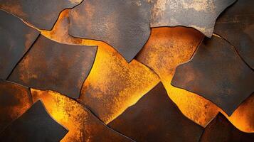 Abstract cracked stone texture with glowing orange lava elements photo