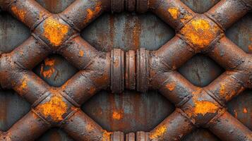 Close-up of rusty metal pipes creating an industrial geometric pattern photo