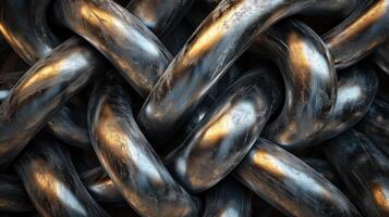 Abstract metal sculpture featuring twisted steel structures and shiny patterns photo