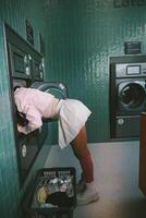 Enjoying Laundry Day Fun Embracing Stylish and Quirky Moments in Every Colorful Detail photo