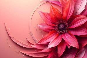 Vibrant Pink Flower with Dew Drops on Abstract Background for Design and Print photo