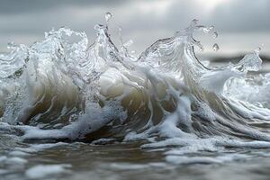 Dynamic Ocean Waves Breaking on Shore for Beach and Nature Design photo
