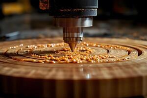 Precision Woodworking with CNC Machine in Operation for Intricate Carving photo