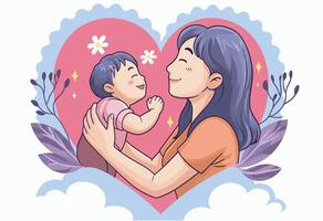 A mother and child are holding hands in a heart vector