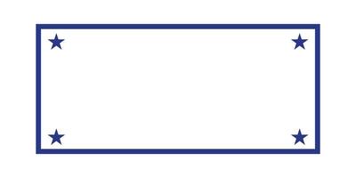 Simple Blank Rectangular with Blue Star Frame. vector