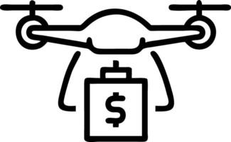 Floating delivery drone and currency symbol vector