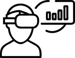 Financial analyst using virtual reality for data visualization with copy space vector