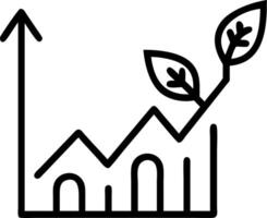 Financial chart with green upward trend and leaf icons and copy space vector