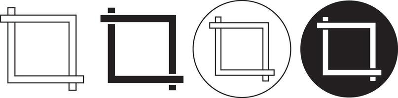 outline silhouette crop tool icon set vector