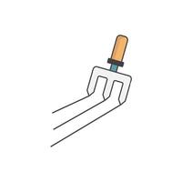 Garden shovel creating three neat rows in soil vector