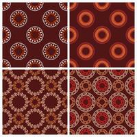 a collection of seamless patterns that have character and artistic value and are charming against a dark background. vector