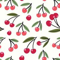 Modern abstract red cherries design with seamless Fruits pattern and unique textures, ideal for fabric, stationery, and home decor. vector