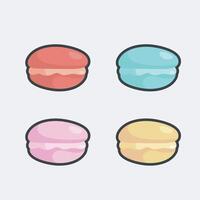 macaroons with different color in outline flat design. vector