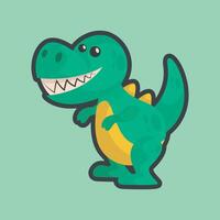 cute tyrannosaurus rex character with outline flat design vector