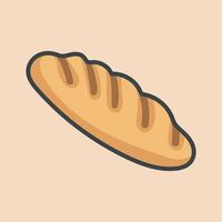 long chocolate bread with outline flat design. vector