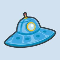 UFO toy with outline flat design. vector